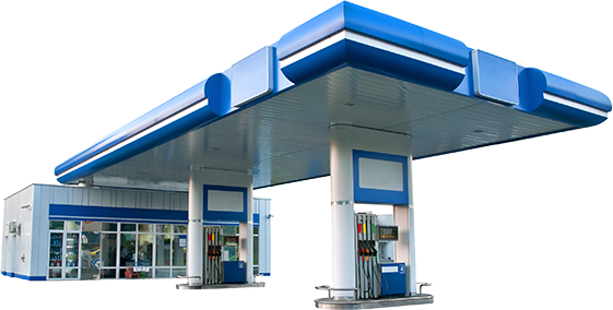 Gas Station Island with Fuel Pumps